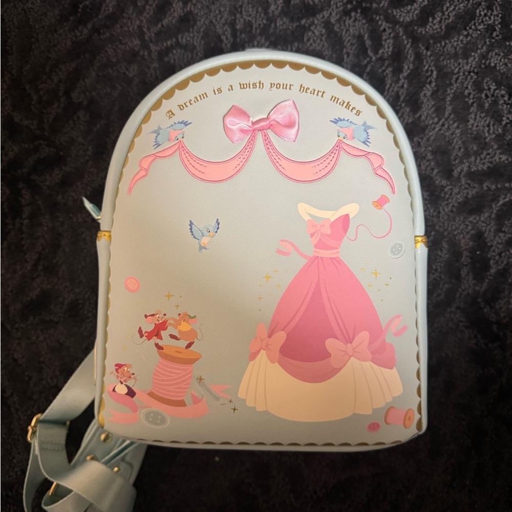 NWT Loungefly Cinderella 70th anniversary backpack with charm from Japan